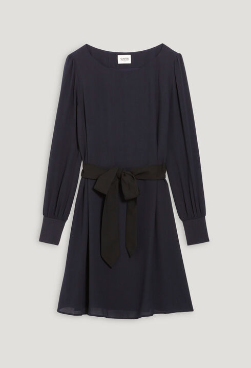 Short navy belted dress