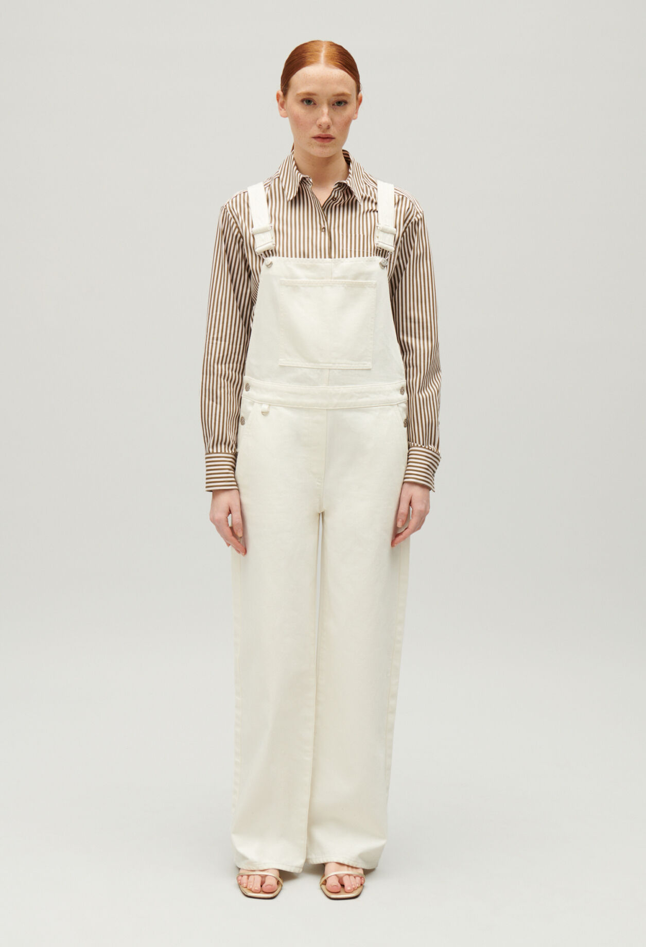 Cream denim dungarees