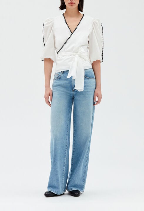 Blouse cache-cœur écrue