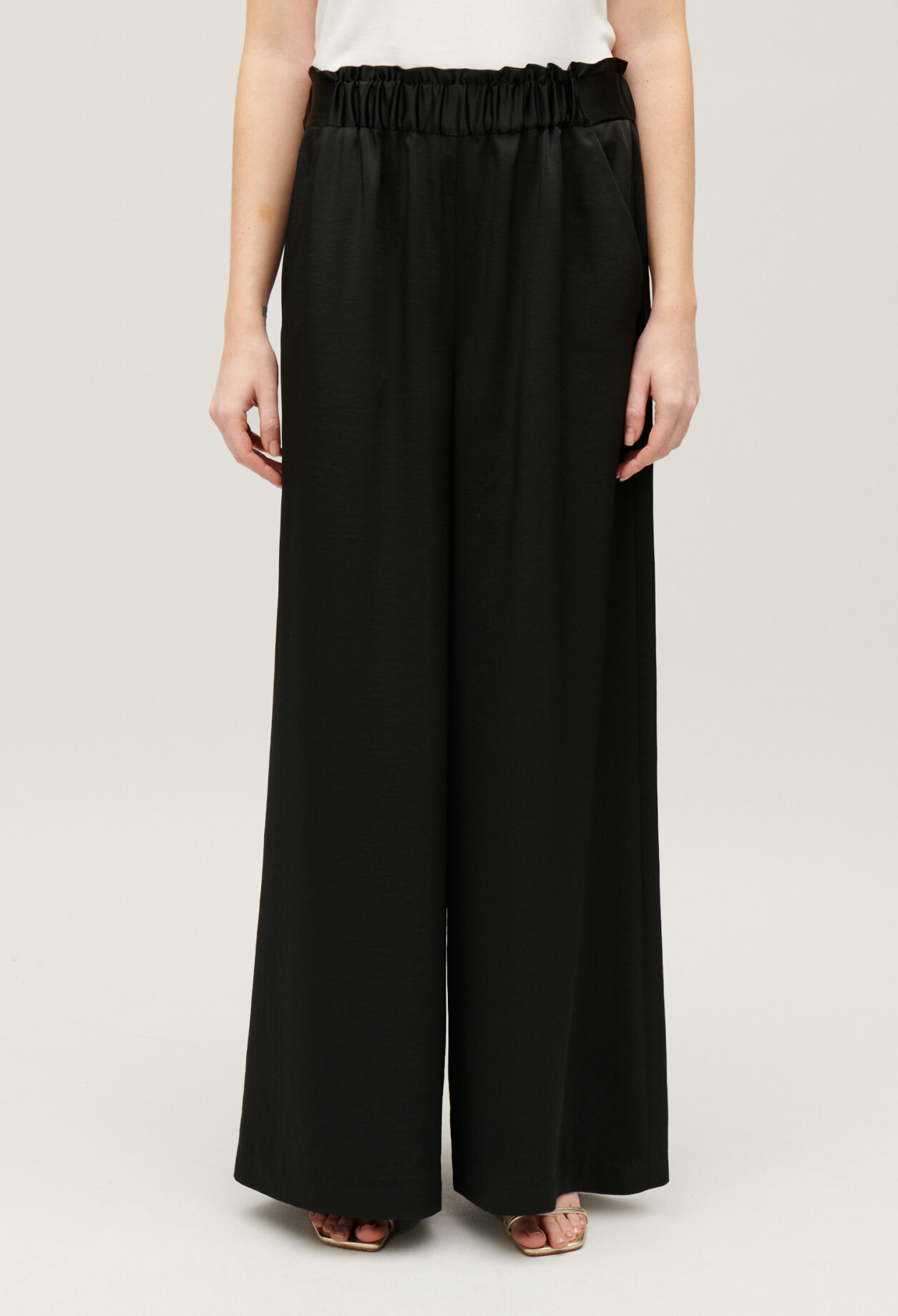 Pantalon large taille smockée