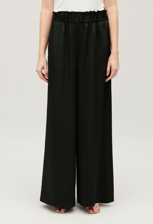 Pantalon large taille smockée