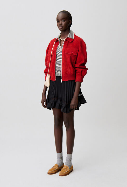 Blouson croute rouge