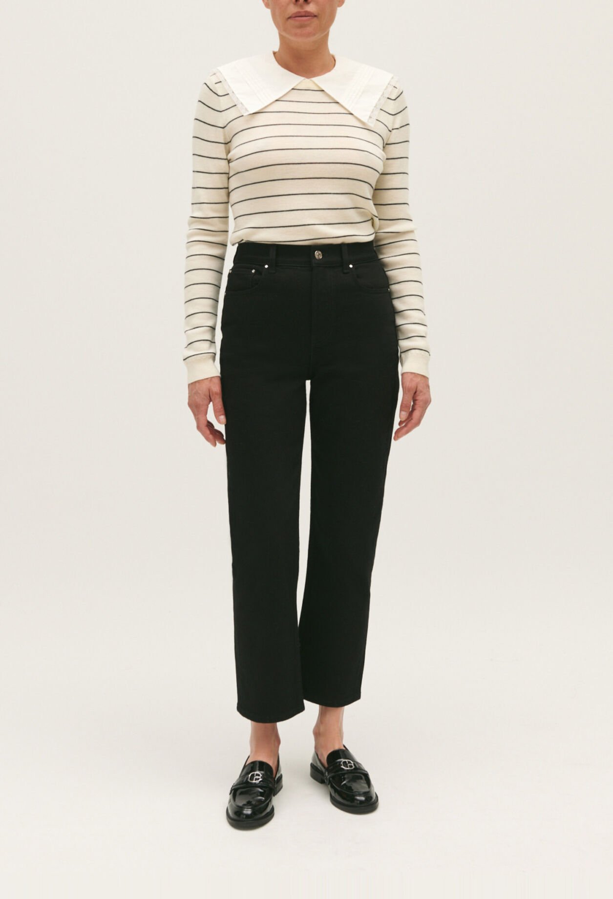 Black straight-leg jeans