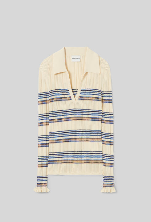 Top maille rayures multicolores