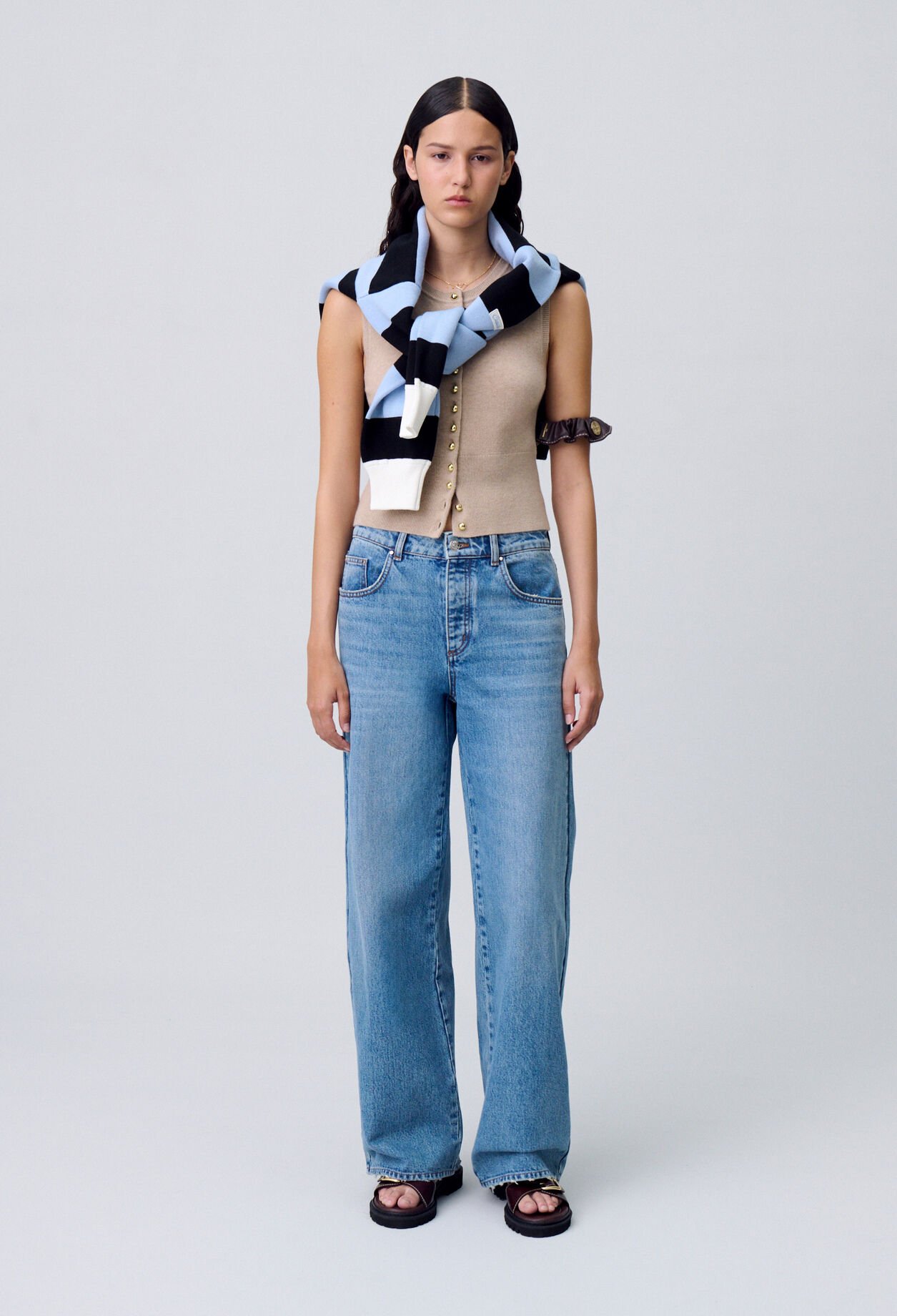 Jean denim droit large délavé