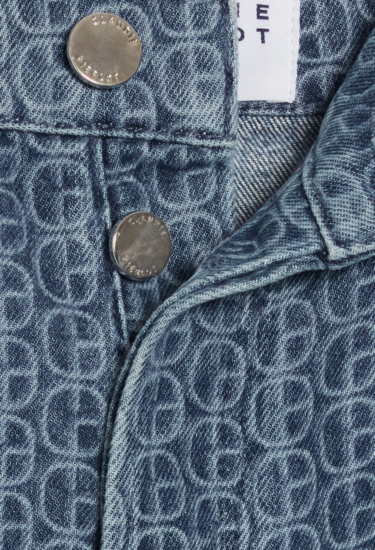 Jean droit monogramme bleu délavé