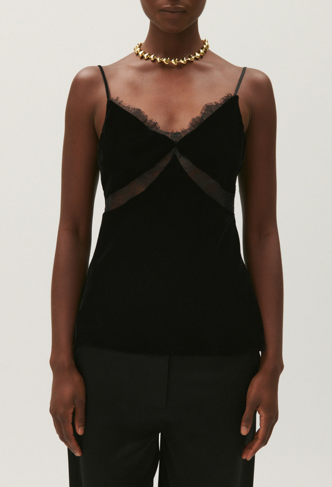 Black velour cami