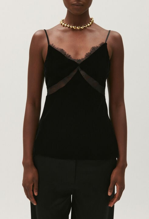 Black velour cami