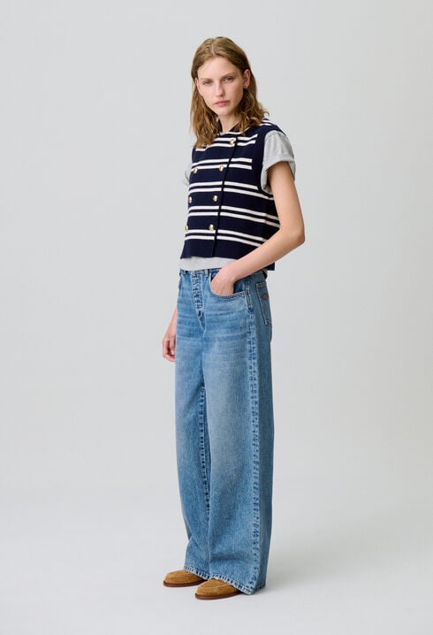 Cardigan rayé sans manches