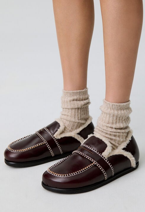 Mules cuir fourrées