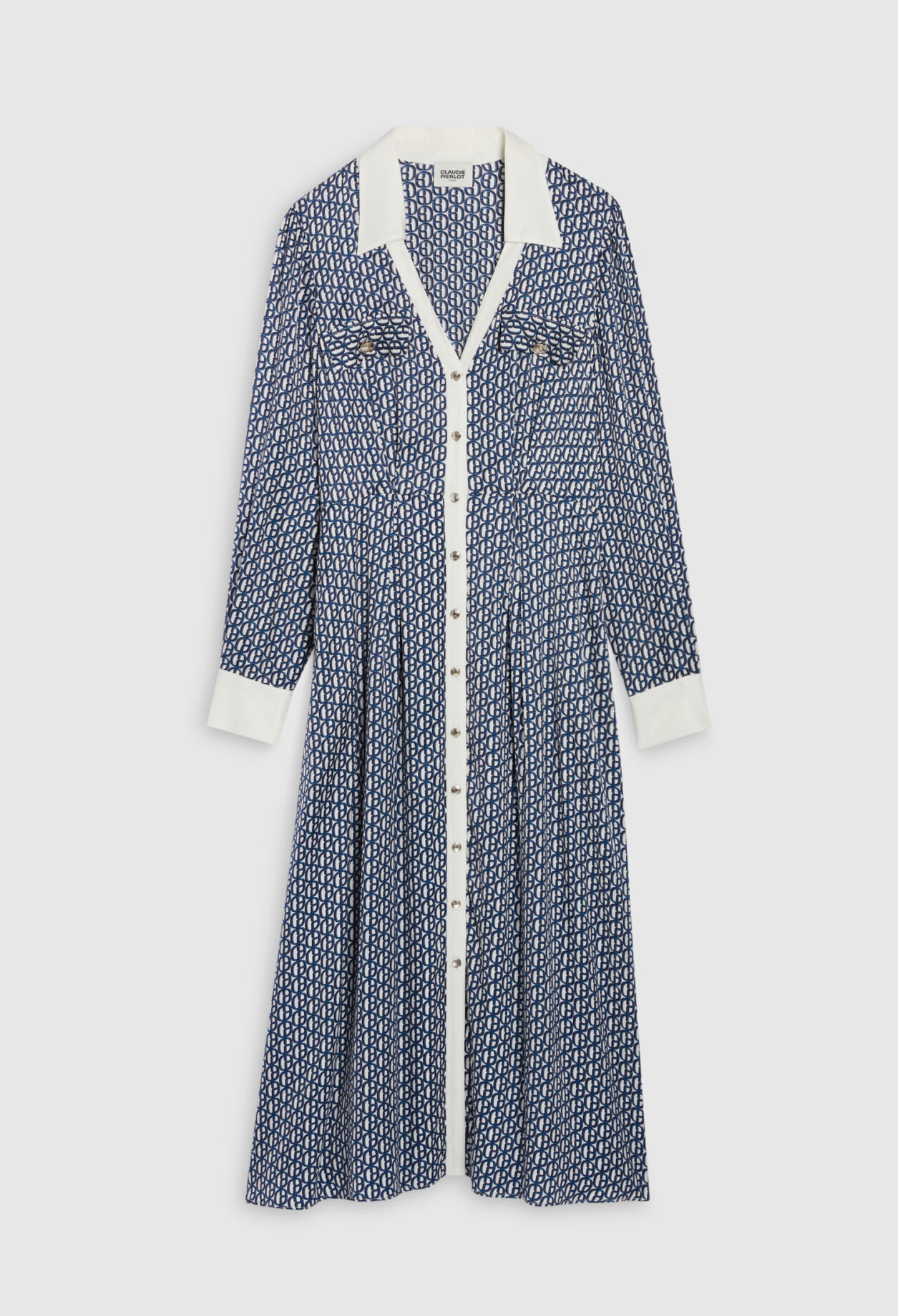 Robe midi monogramme bleue