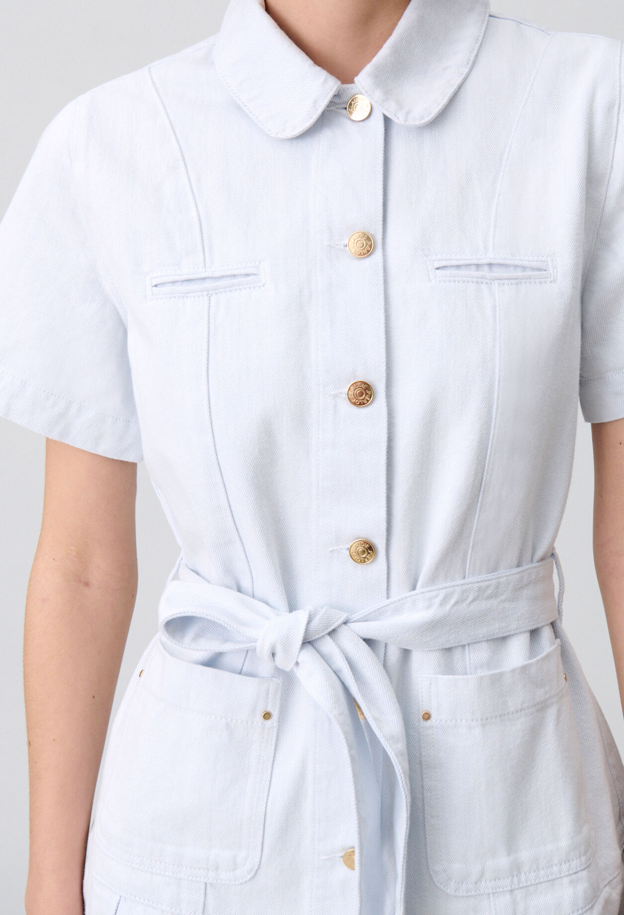 Robe courte denim à plis
