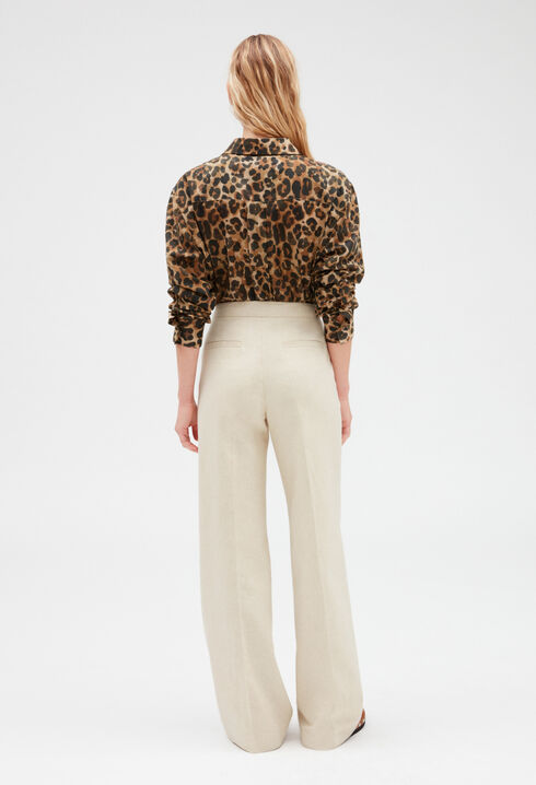 Pantalon beige coton et lin