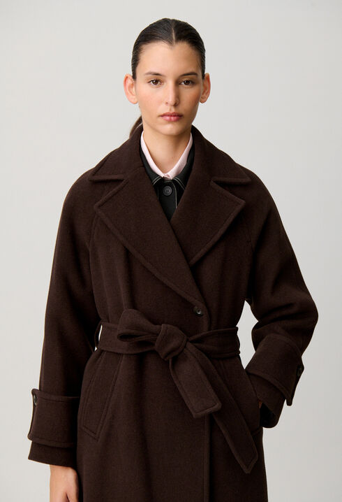 Manteau long ceintur&eacute;