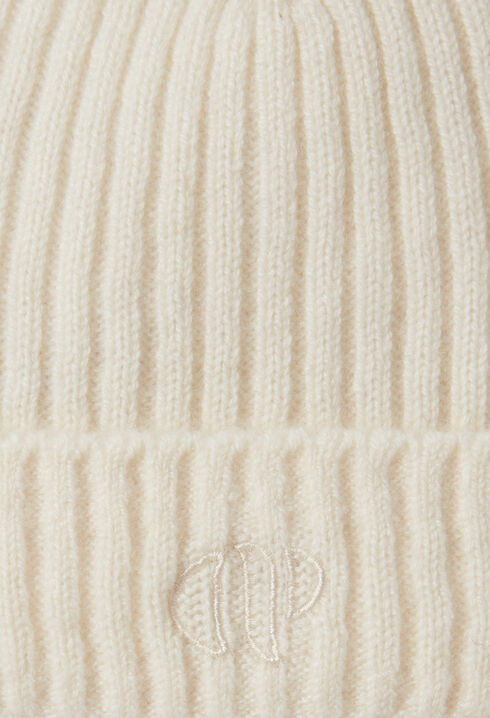 Bonnet côtelé cachemire broderie CP
