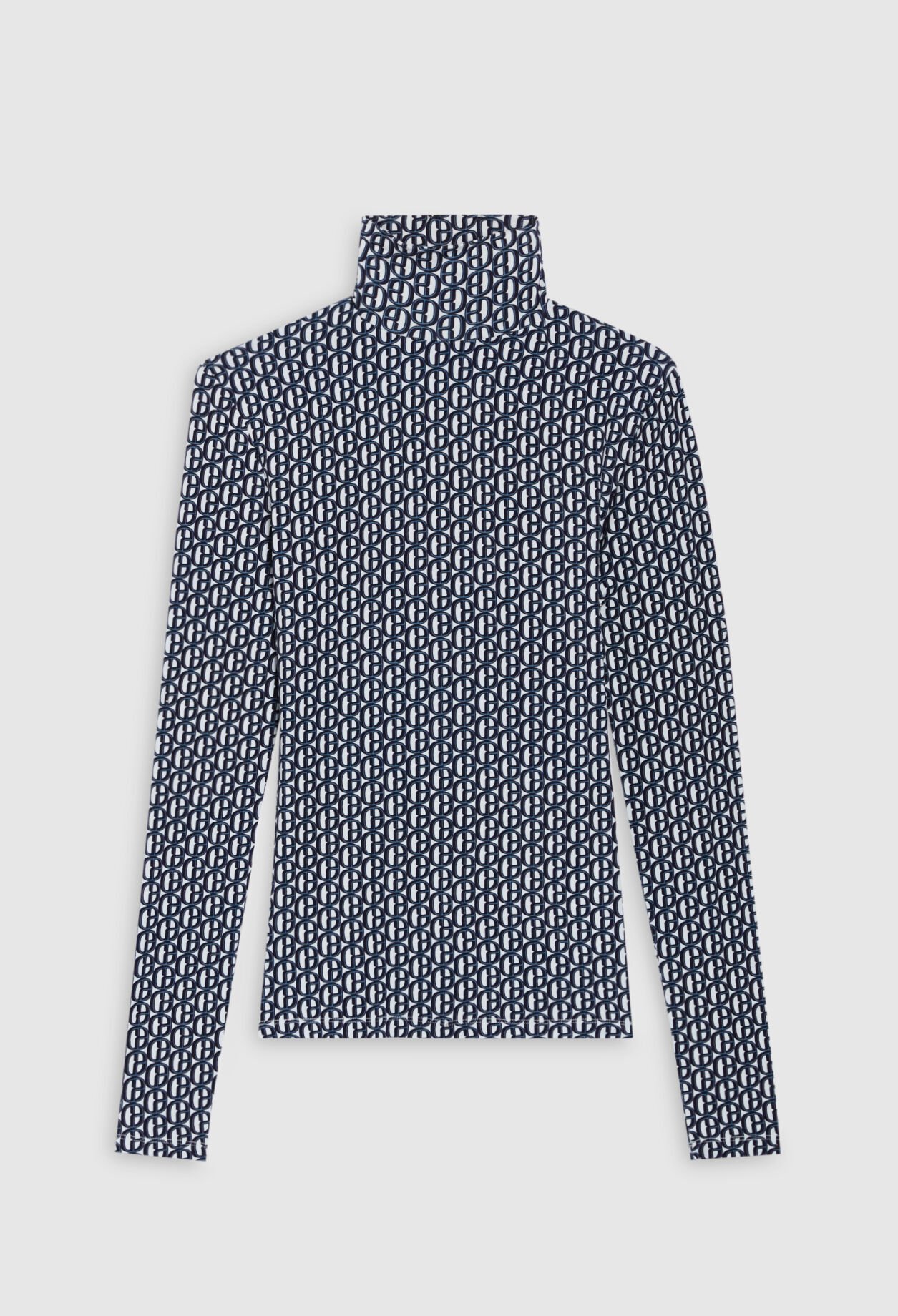 Monogrammed blue roll-neck T-shirt 