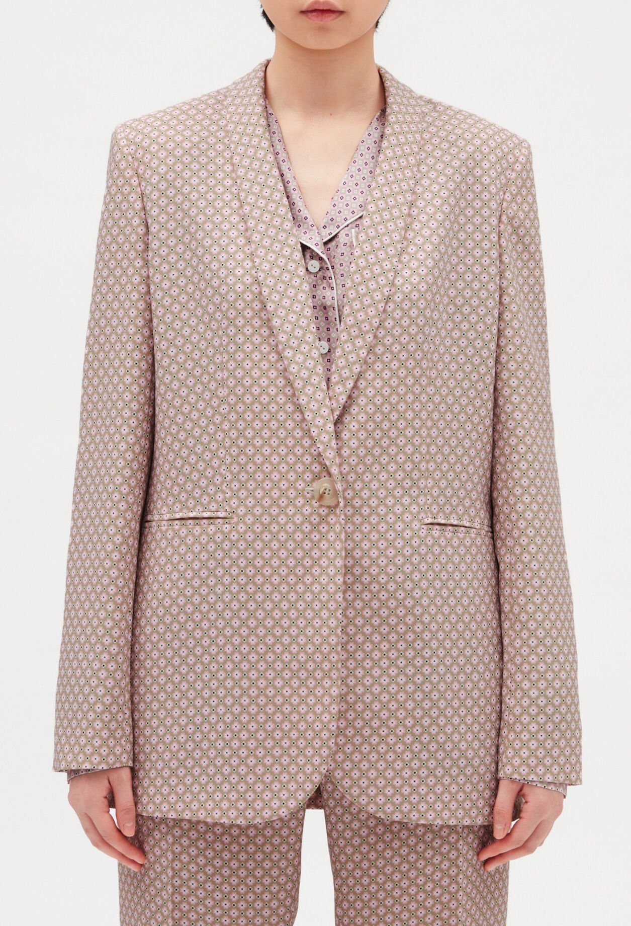 Veste tailleur imprimé rose