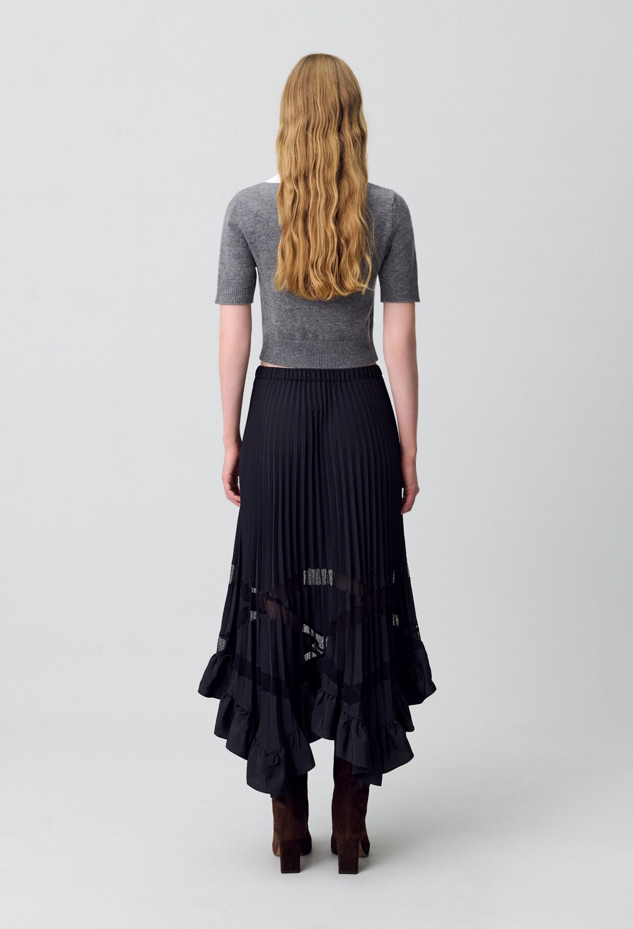 Asymmetrical pleated skirt