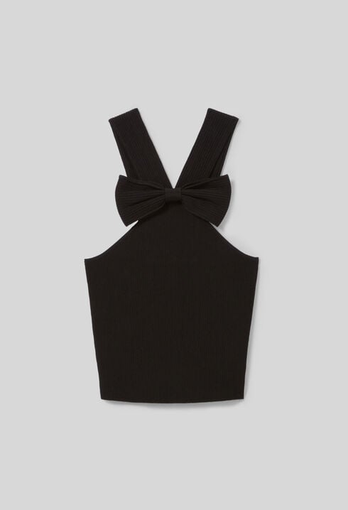 Fine knit bow top