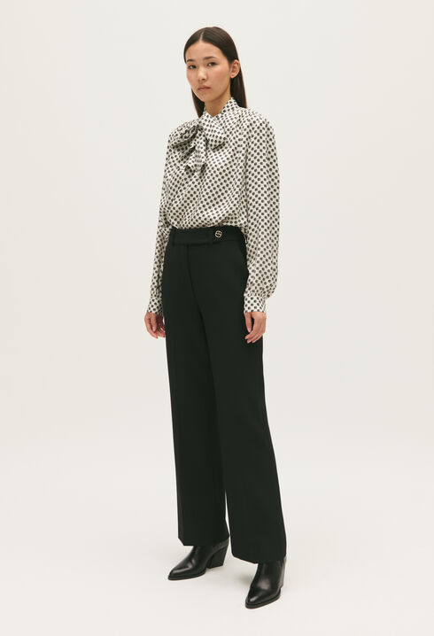 Black straight-leg trousers