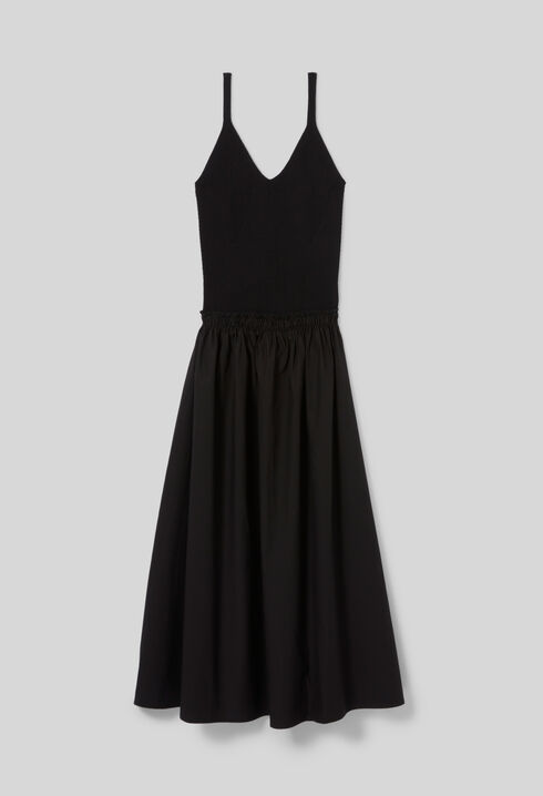 Midi dress with crochet bodice