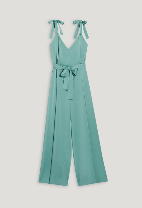 Flowing aqua jumpsuit