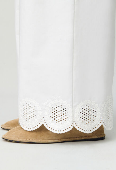 Pantalon léger large brodé