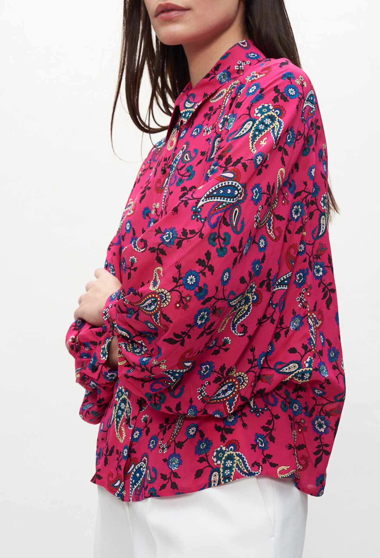 Chemise imprimée rose fuchsia