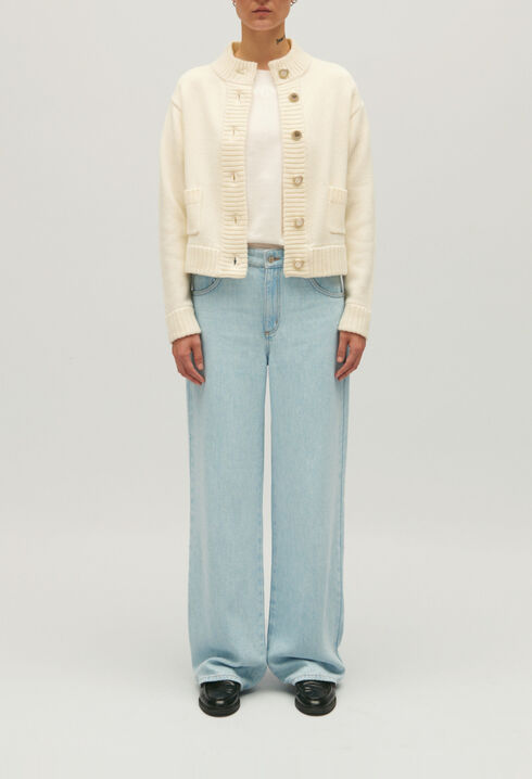 Cardigan court maille épaisse