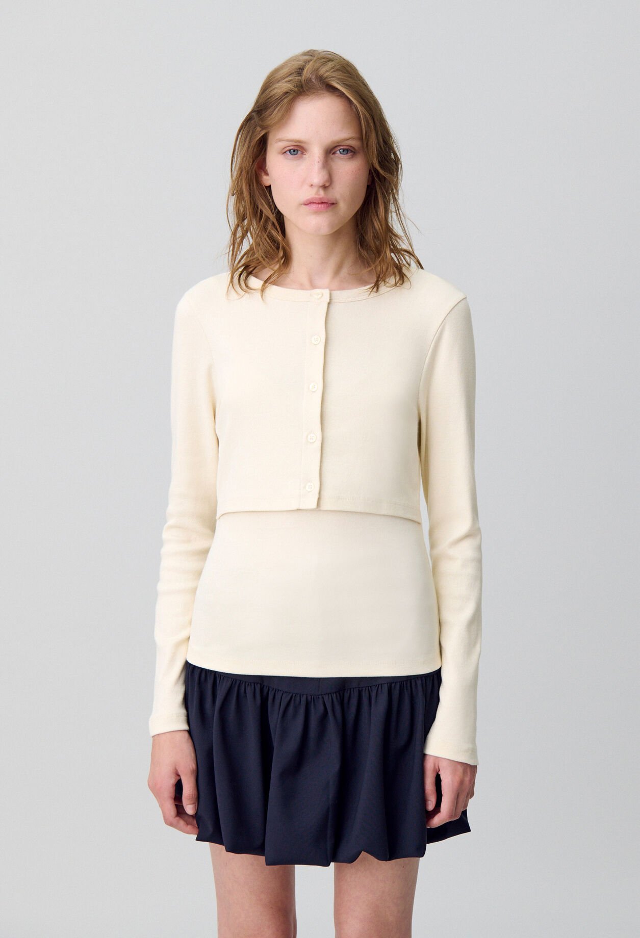 Cotton Cardigan T-Shirt Set
