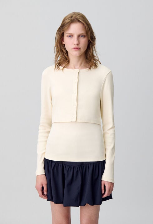 Cotton Cardigan T-Shirt Set
