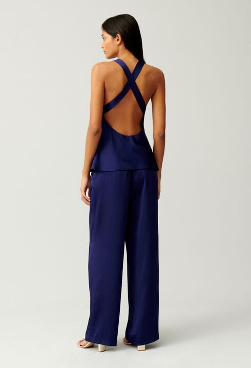 Indigo backless top