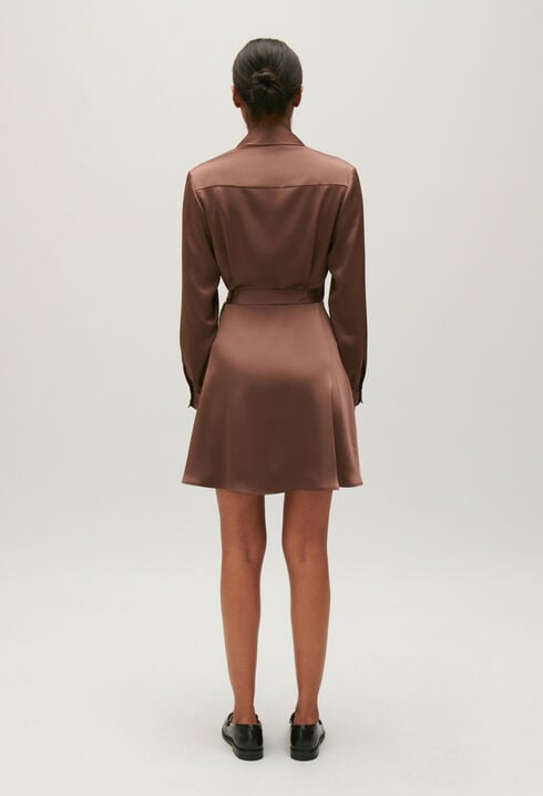 Rixie mocha brown short floaty dress