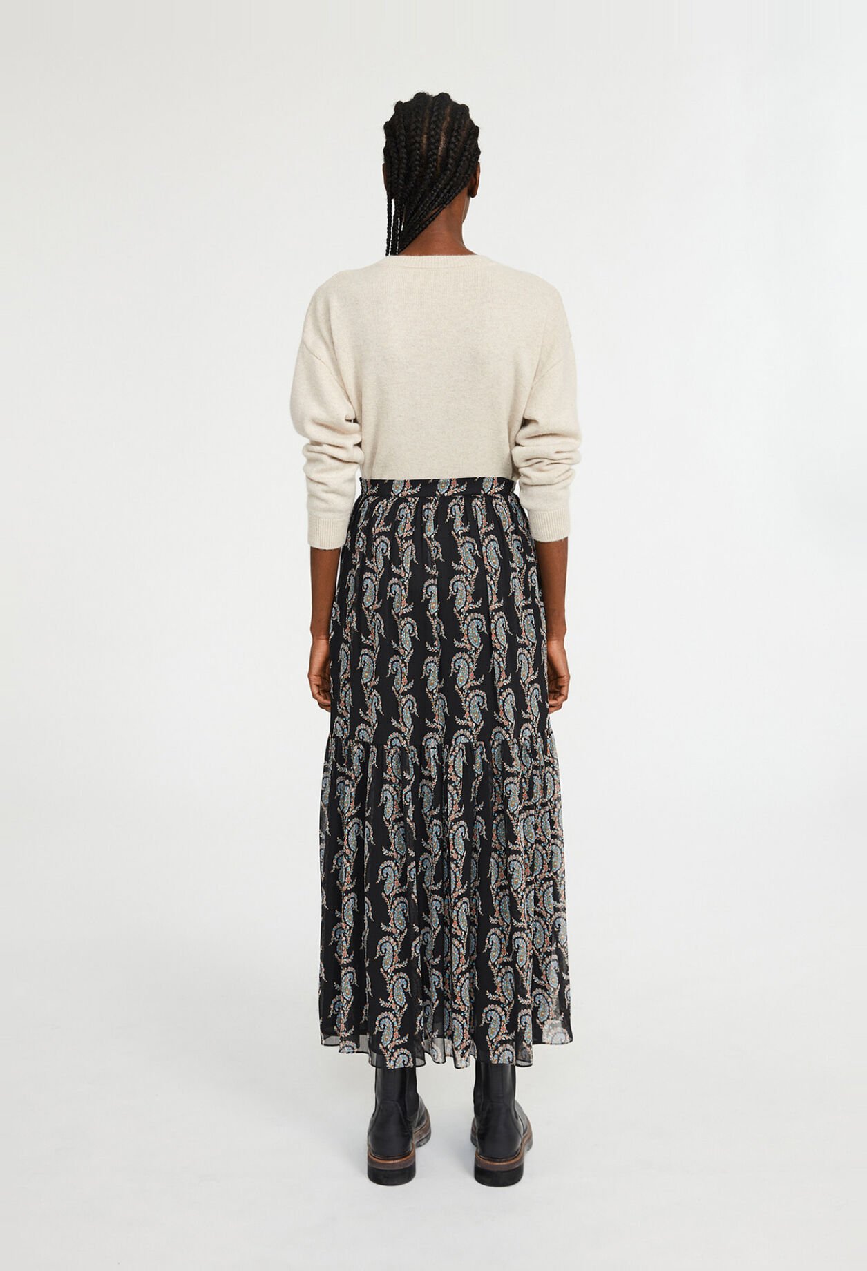 Jupe longue fluide imprimé cachemire