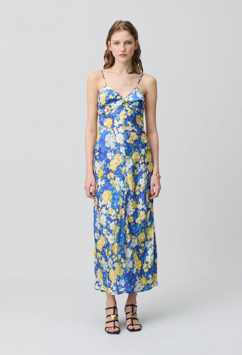 Floral Satin Maxi Dress