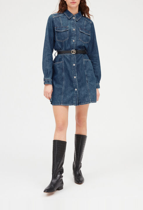 Robe courte denim mid-blue