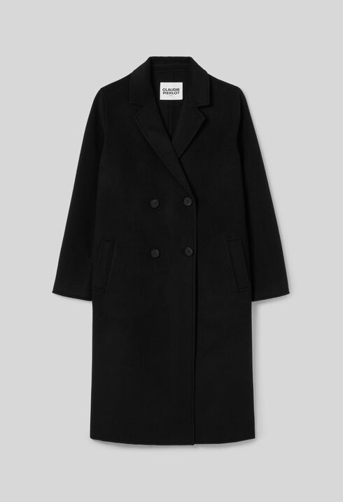 Manteau noir droit mi-long