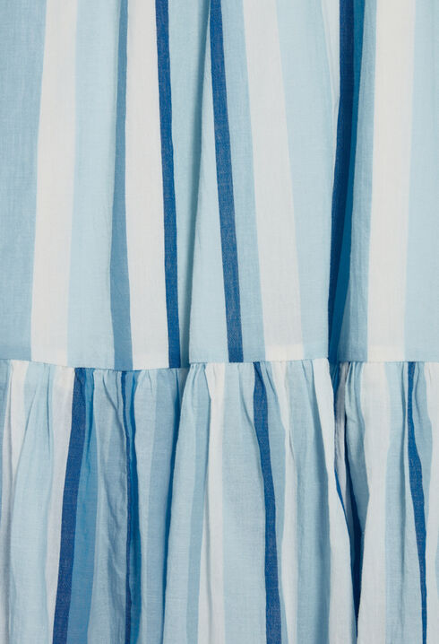 Robe longue rayures bleue