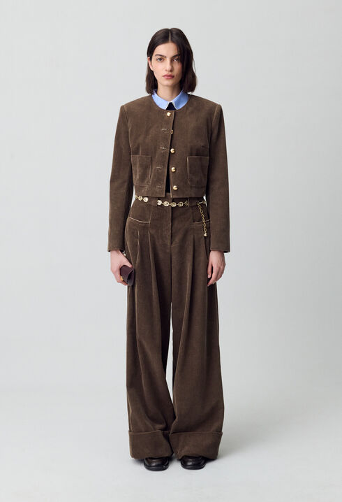 Wide-Leg Velvet Trousers