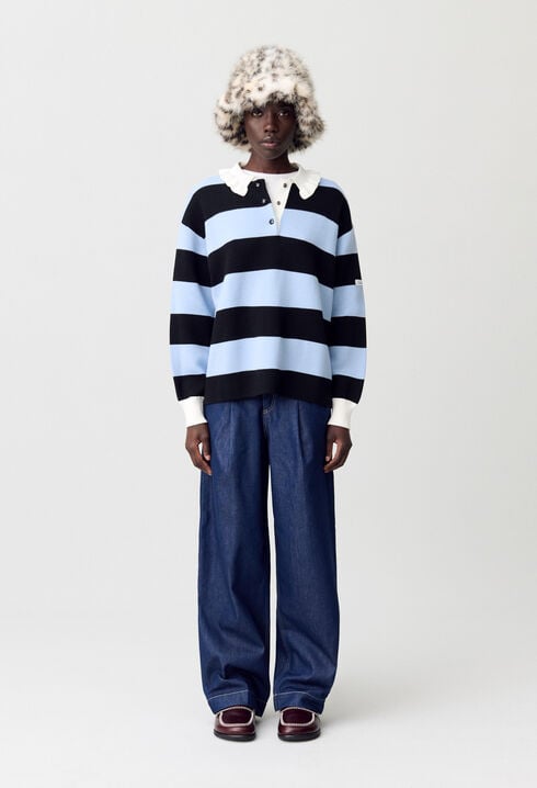 Pull polo large rayures