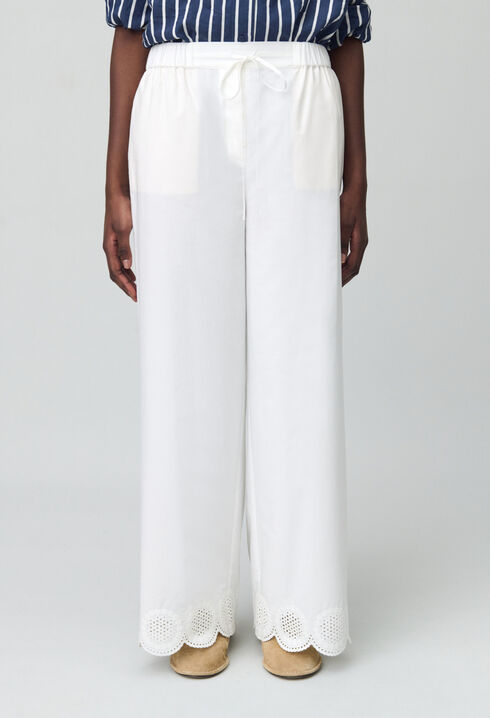 Pantalon léger large brodé