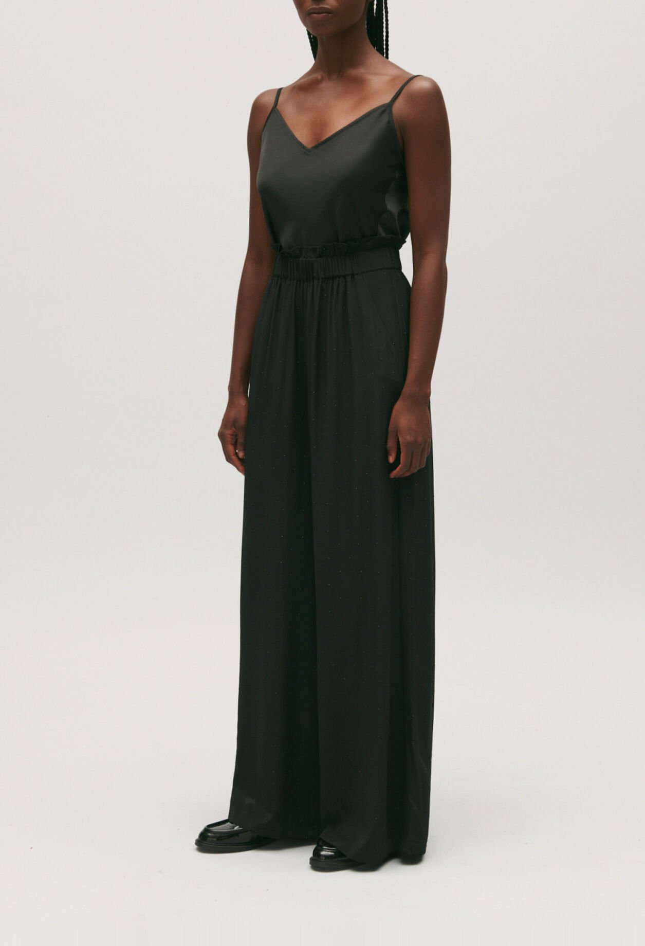 Pantalon fluide strassé noir