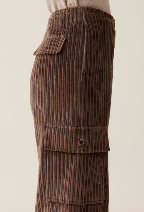 Pantalon cargo large velour côtelé