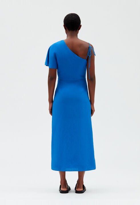 Blue asymmetric midi dress