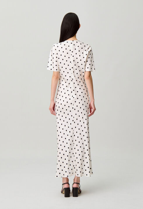 Satin polka dot maxi dress