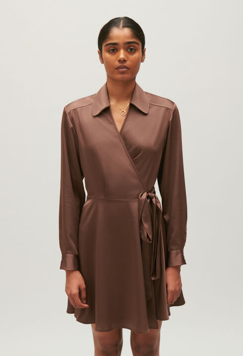 Rixie mocha brown short floaty dress