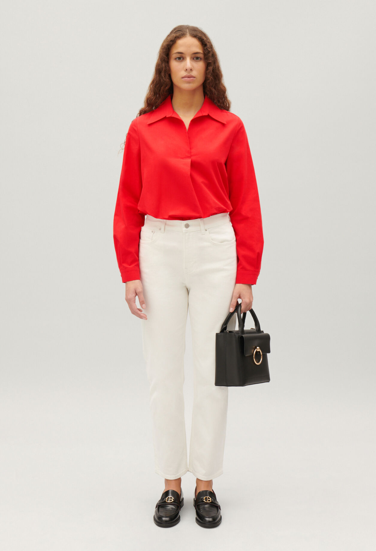 Long-sleeved cotton blouse