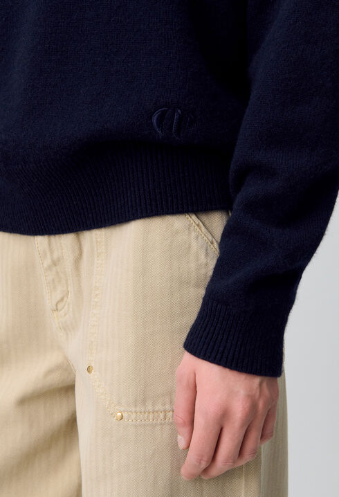 Pull cachemire bleu marine