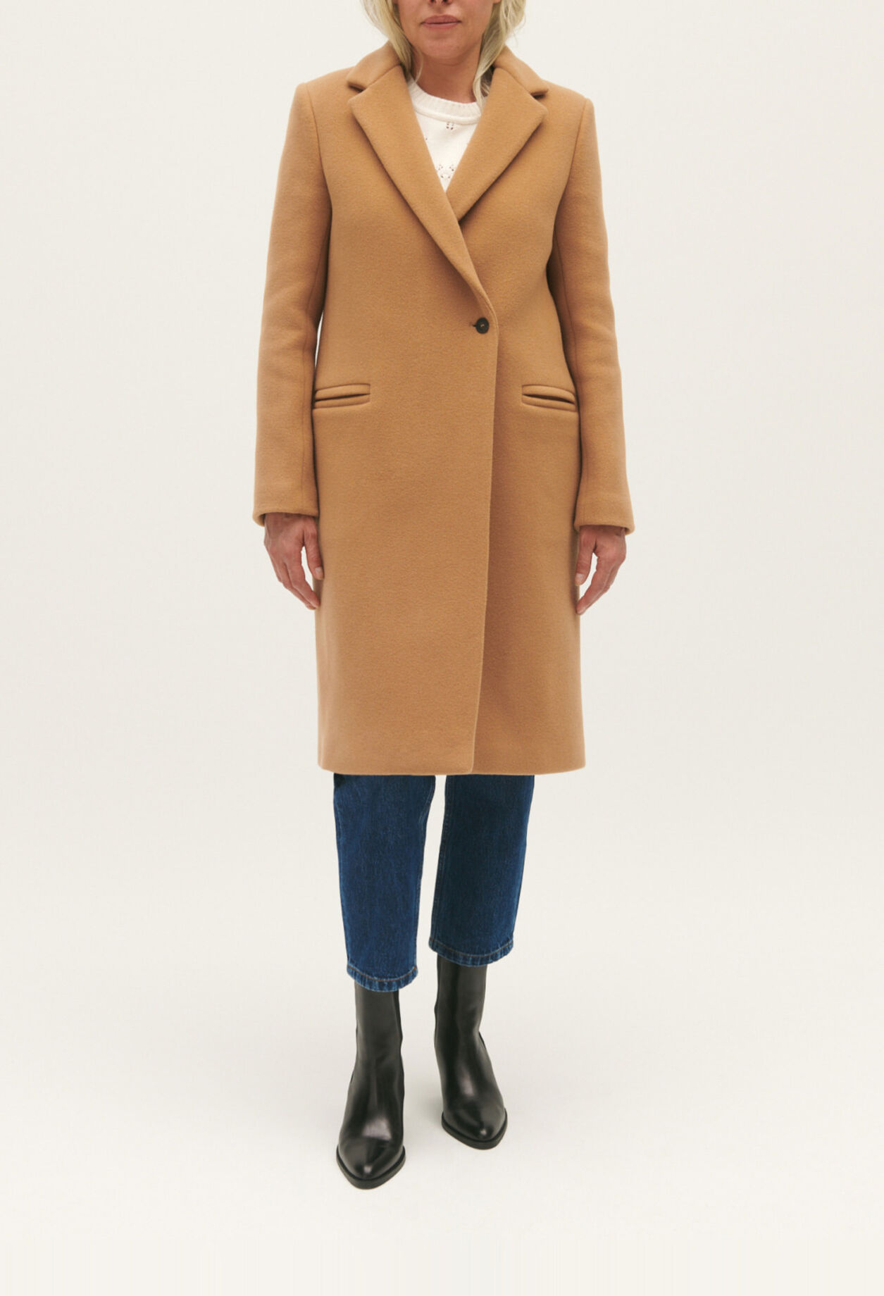Manteau mi-long laine mélangée