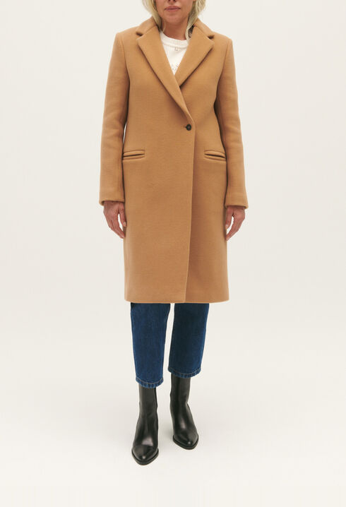 Mid-length wool blend coat
